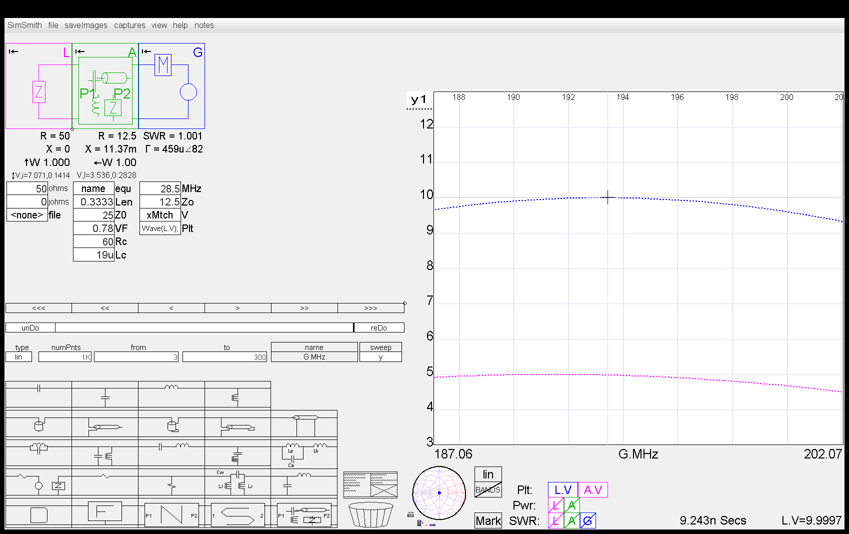 SimSmith balun delay measurement