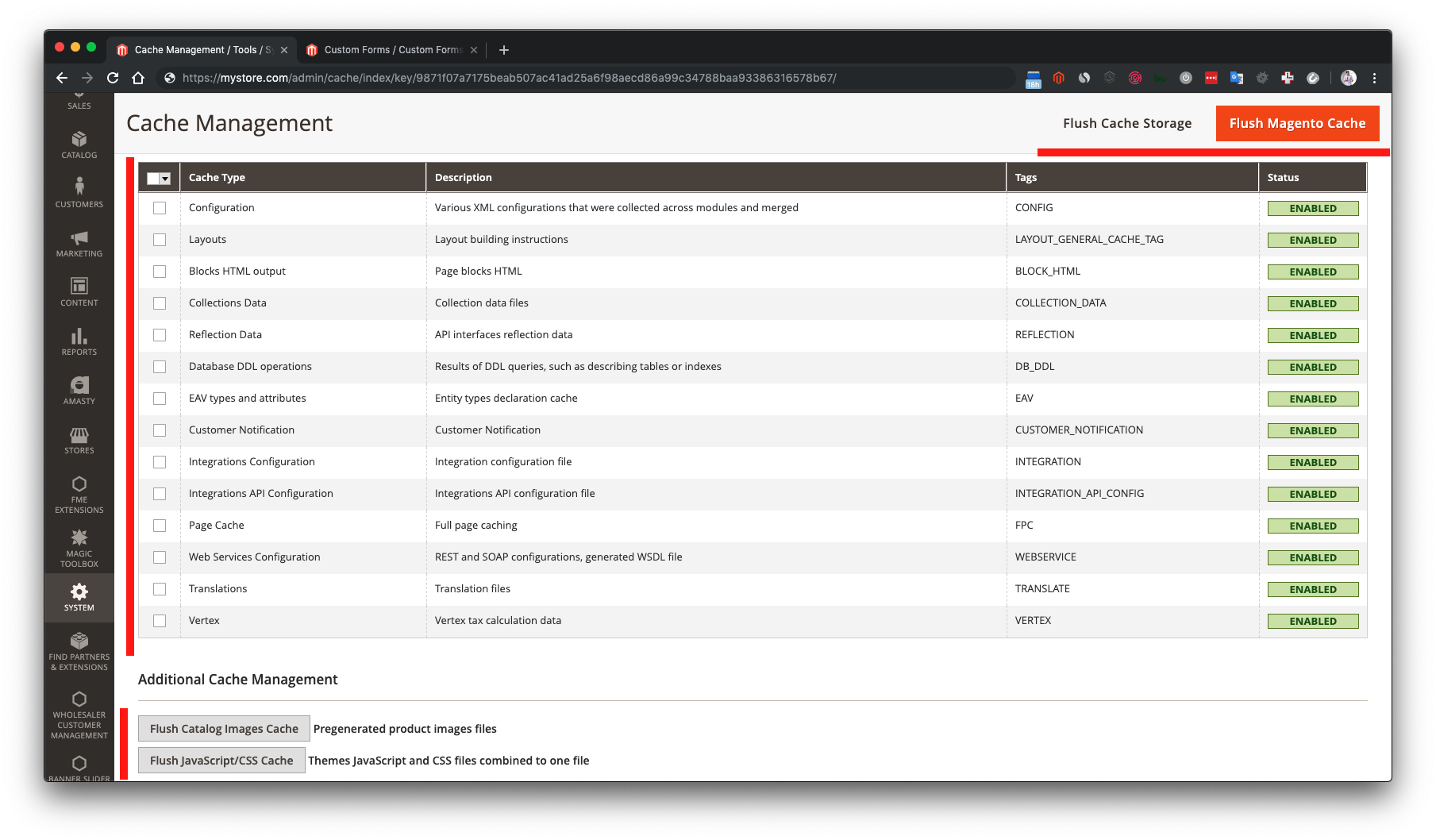 Magento 2 cache flush cookie domain issue