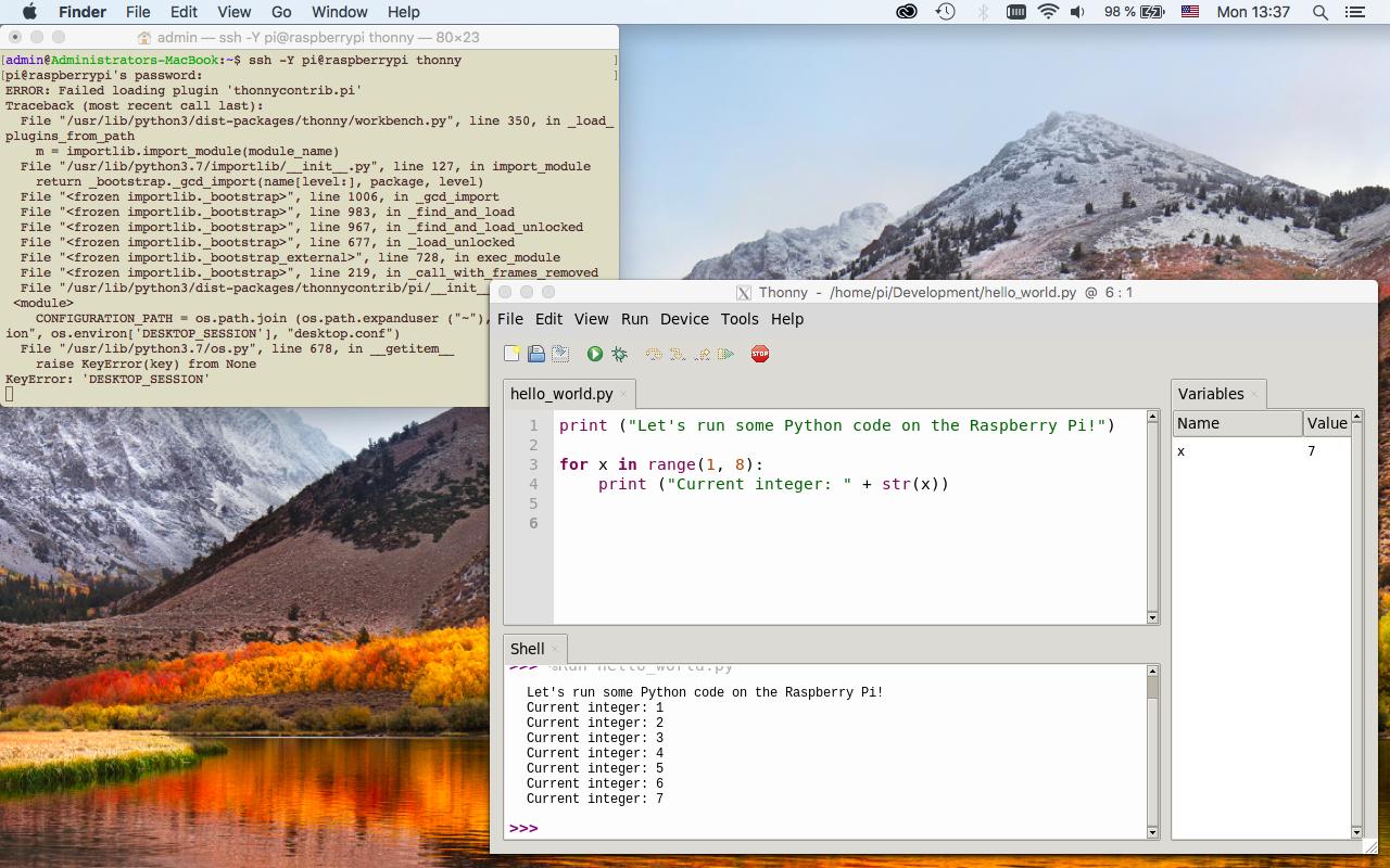 Thonny inside macOS using XQuartz