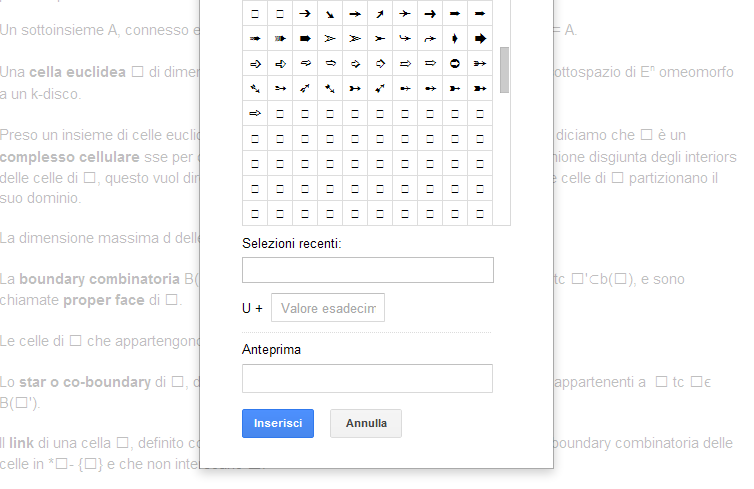 G docs symbols