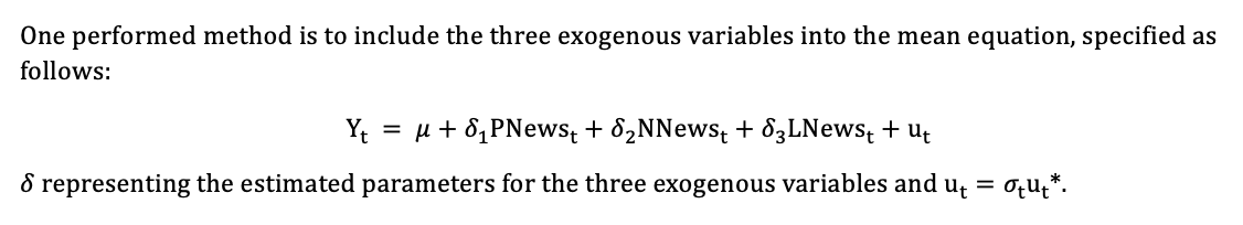 Mean equation incl. exogenous variables