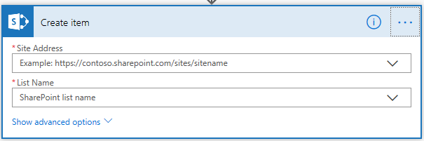 Create List Item action in Flow
