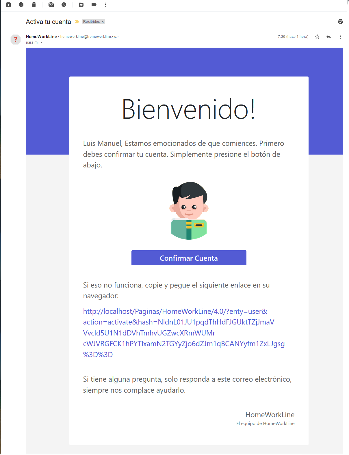 Así se ve el correo cuando llega.