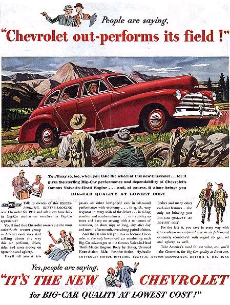 ad for 1947 Chevrolet Fleetmaster Sport Sedan