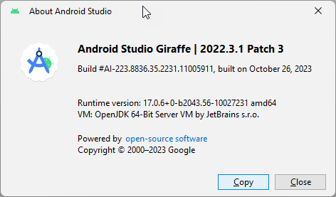 Versión de Android Studio