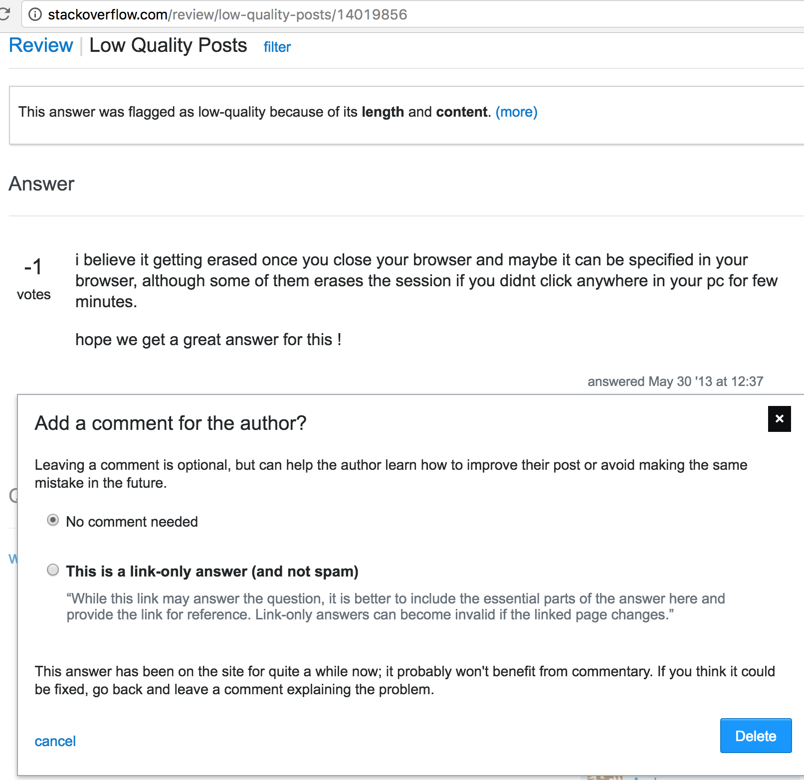 Stack Exchange - Review|Low Quality Posts filter - This is a link-only answer (and not spam)