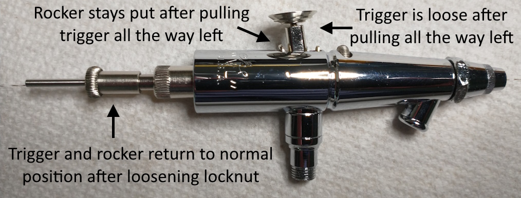 Airbrush with stuck needle