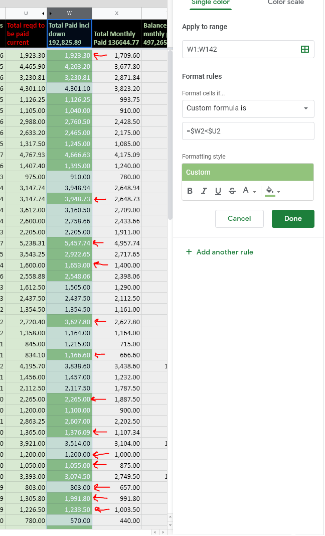 Google Sheets conditional formatting problem