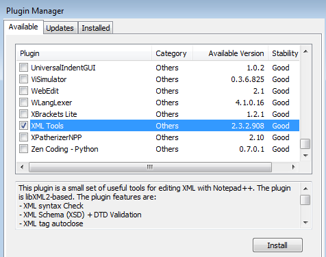 Plugin Manager window