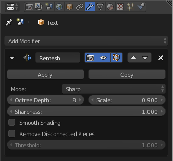 Remesh Modifier settings