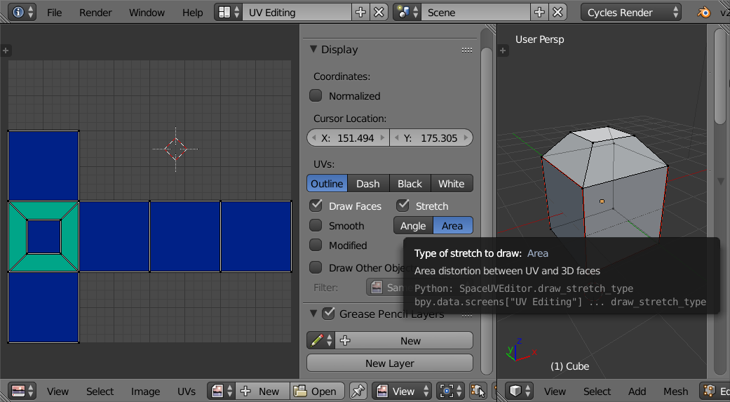 Display stretch in Blender UV Editor