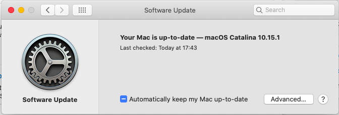 Your Mac is up-to-date - macOS Catalina 10.15.1