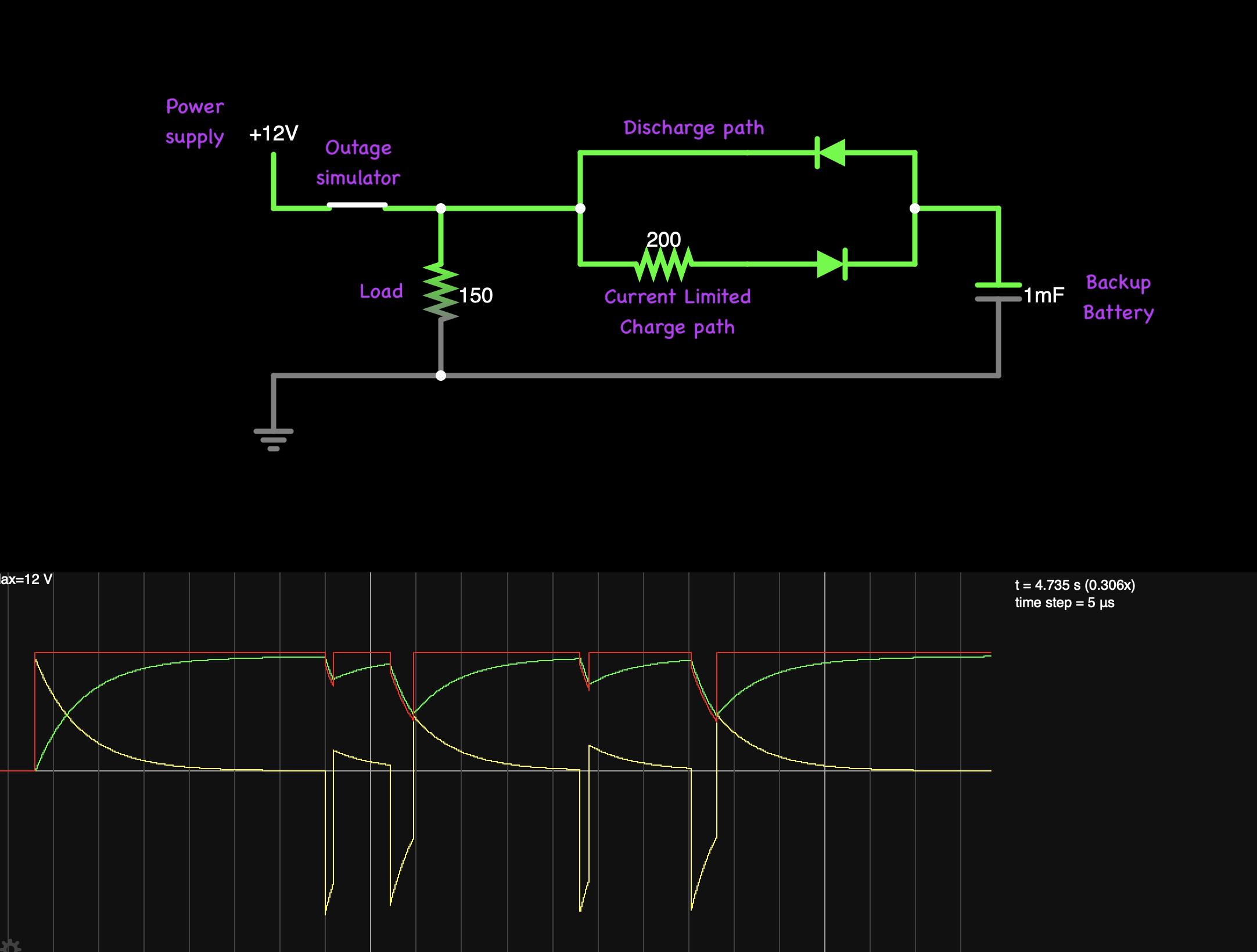 screenshot of prototype circuit design in simulator