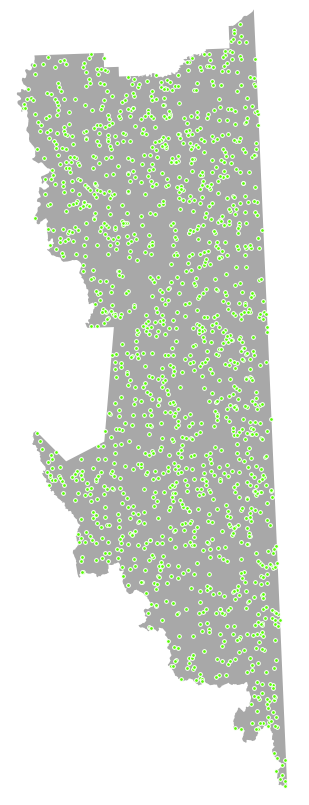 Result of R Random Sample Grid script in SEXTANTE Toolbox for QGIS