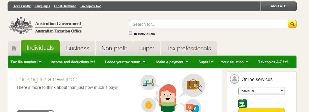 Australian Taxation Office's website