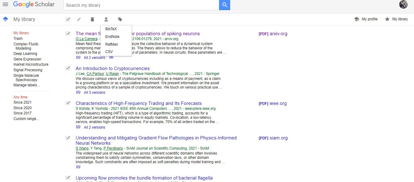 Google Scholar - My Library