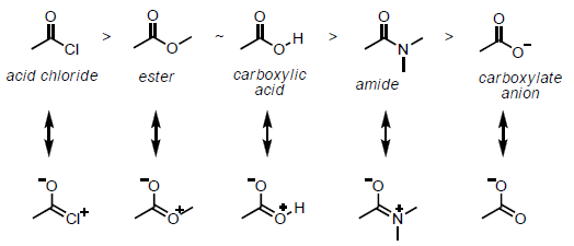 Resonance structures of carboxylic acid derivatives