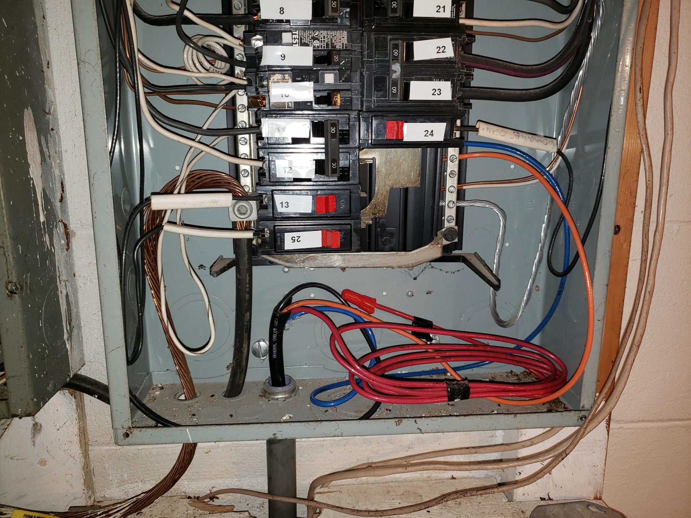 Start of the feed from the main breaker box