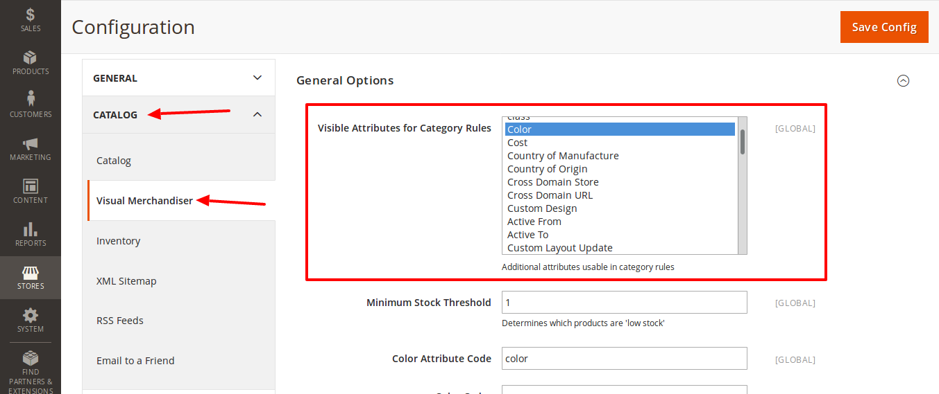 Visual Merchandiser configurations