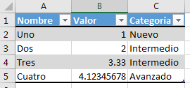 Tabla Resultado