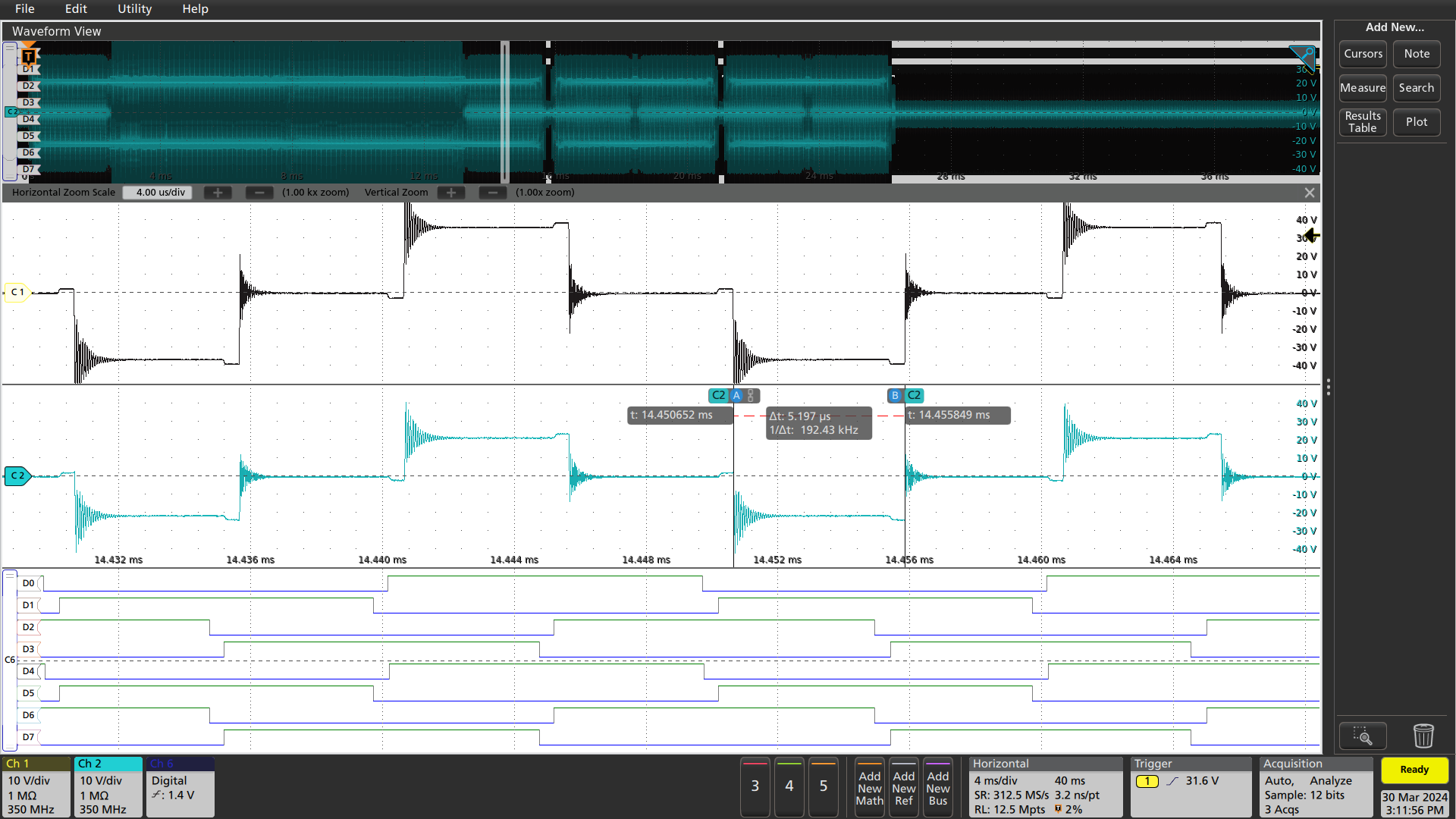 Elongated pulse during transition.