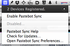 Pastebot Mac menu