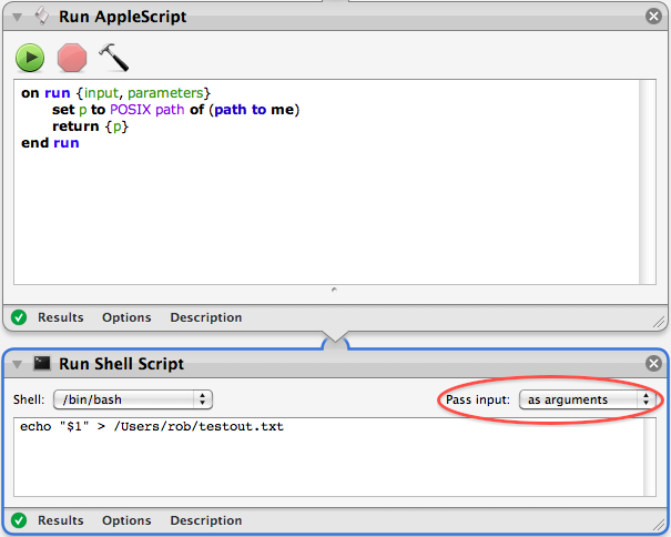 Script action settings