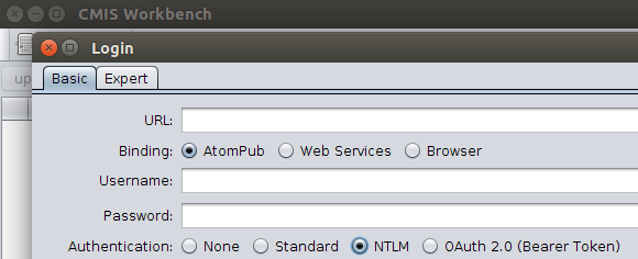 CMIS Workbench authentication NTLM