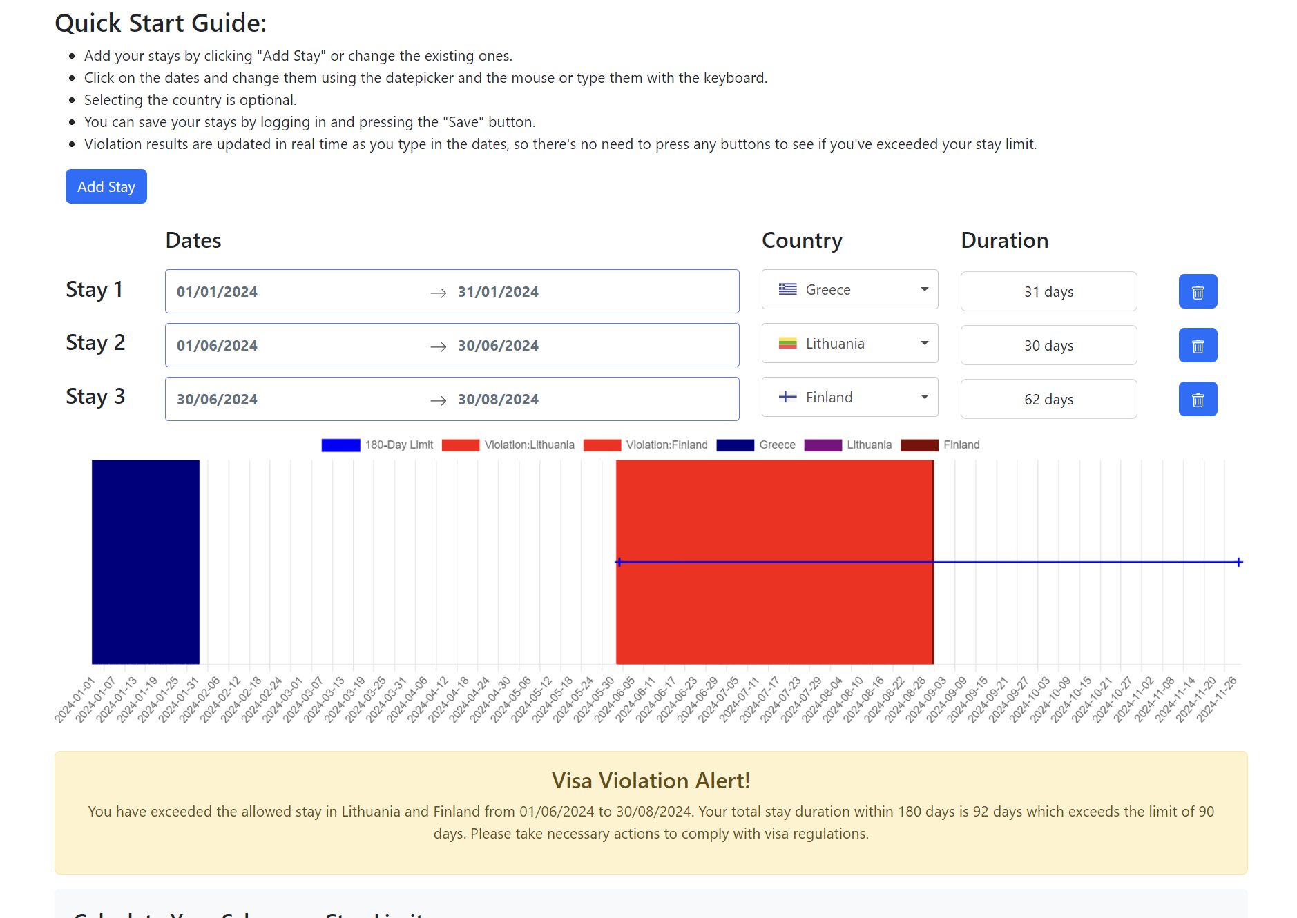 screen shot of the calculator