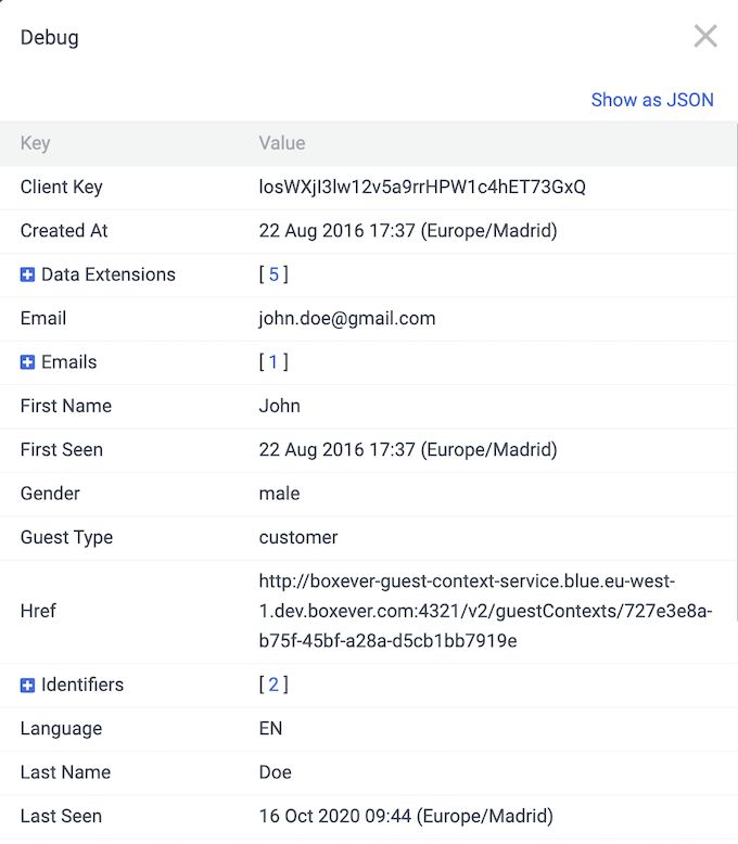 Viewing debug mode in a table format.