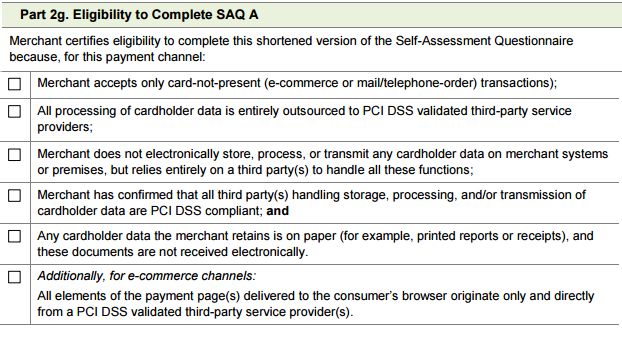 SAQ A Eligibility Requirements