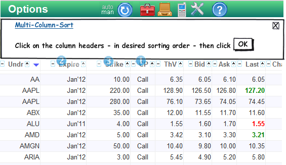 Multi-Column sorting bar