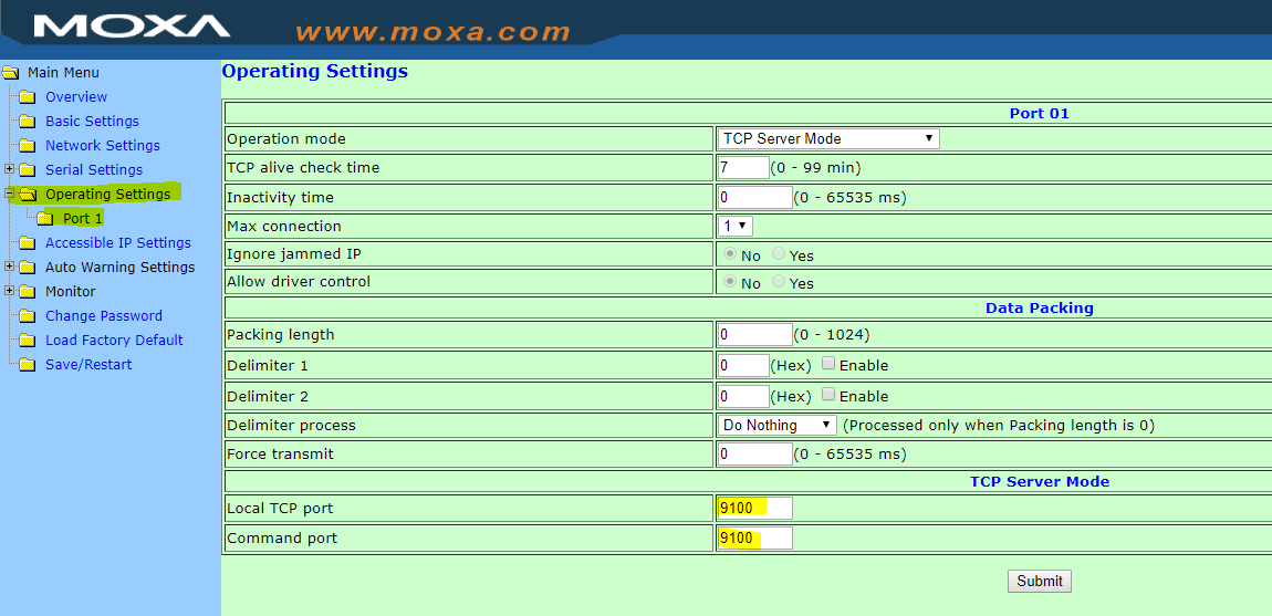 Configuración del NPort