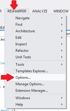 ReSharper 选项菜单