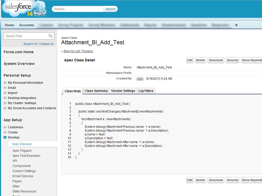 Class same as sample but added debugs