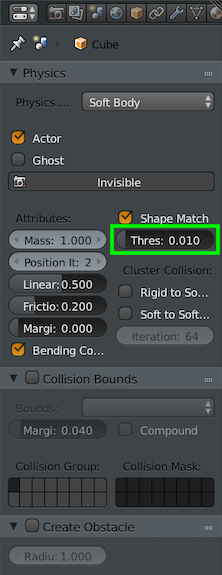 BGE softbody physics shape match threshold