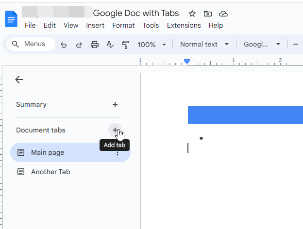 Google Doc Document Tab