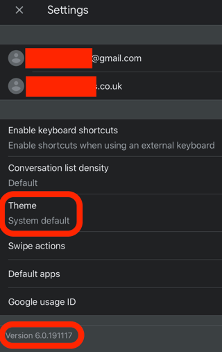 gMail Settings Dialogue: Dark Mode WORKING