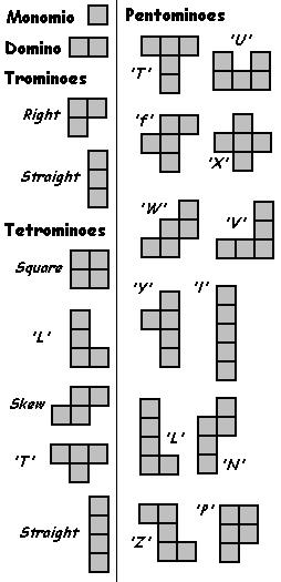 polyominoes up to size 5