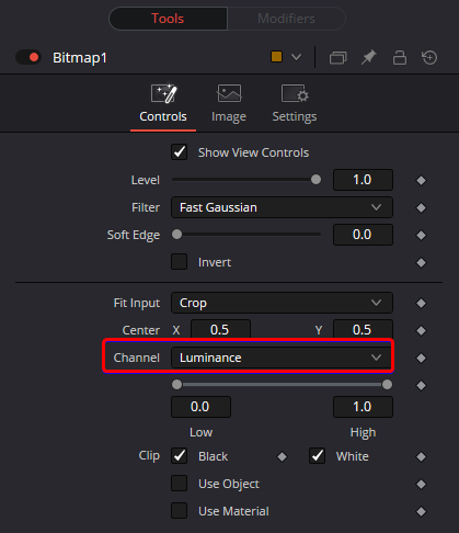 Setting channel to luminance for bitmap