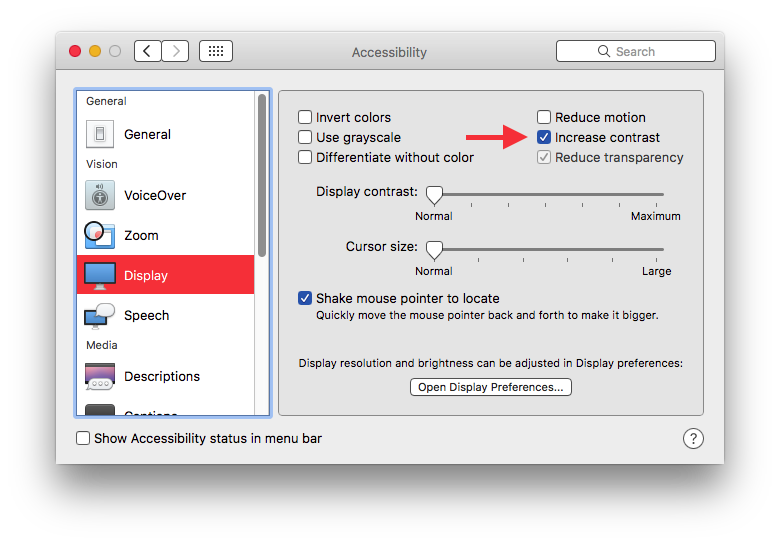 Enable Increase contrast