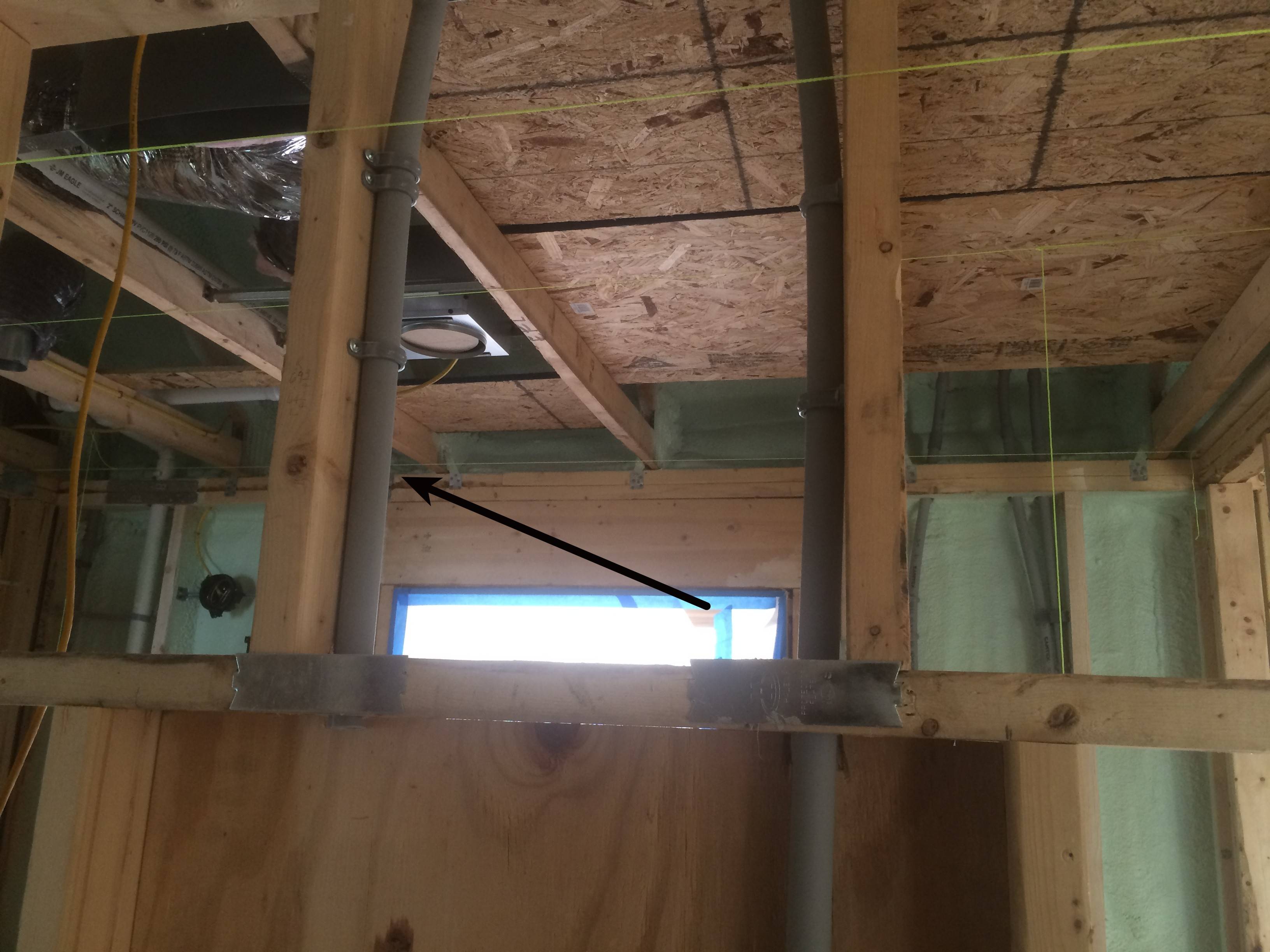 Electrical conduit is on the right