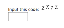 OCR will return "Input this code: Z X 7 Z"