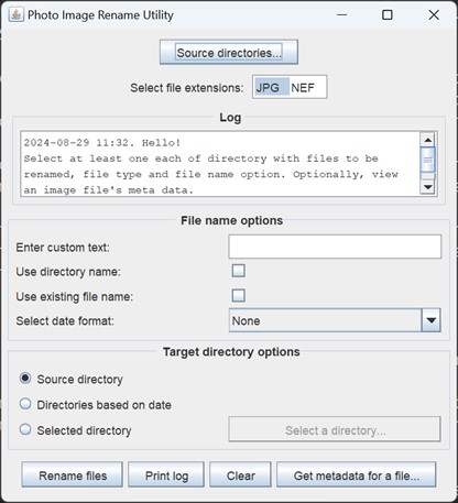 Photo image rename tool's GUI