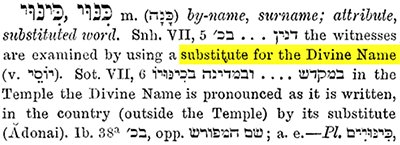 Jastrow, p. 633, כִּינּוּי