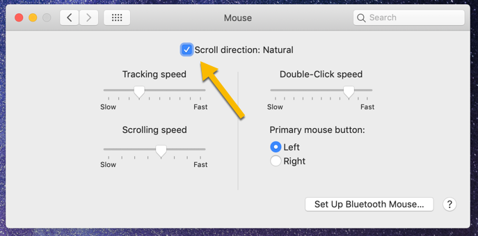 Scroll direction - System Preferences