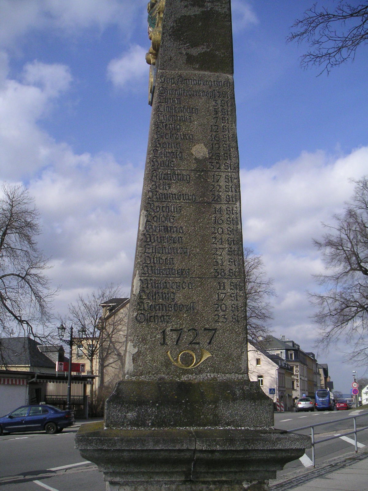 Postal distance column in Saxon town of Annaberg, 1727