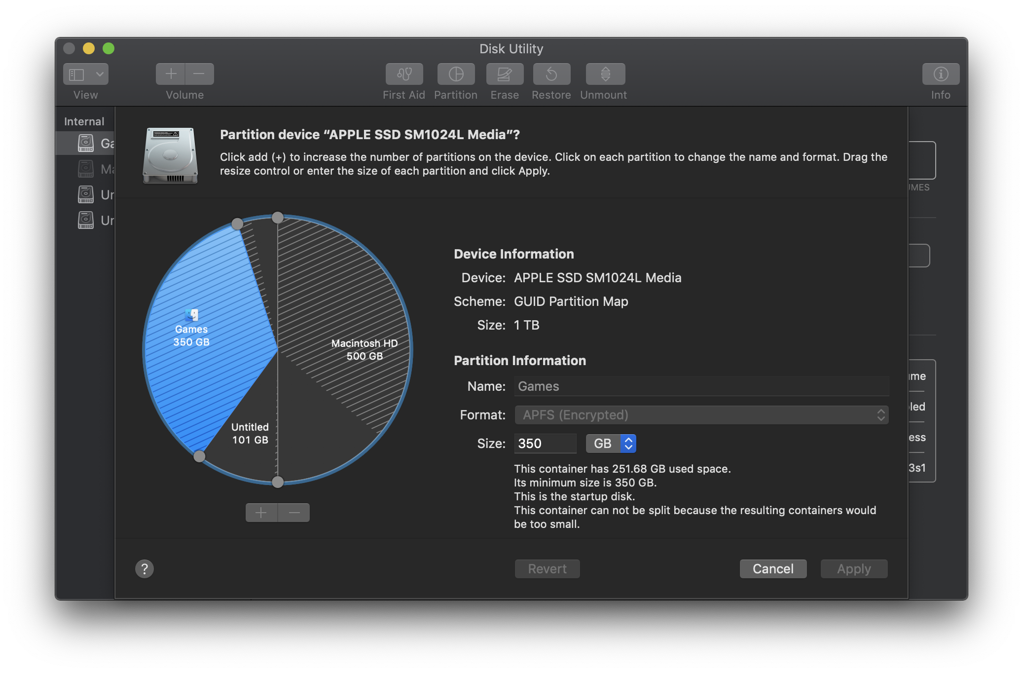 current partition layout