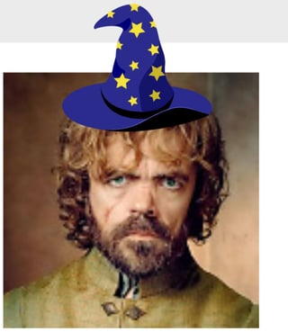 Image of my profile picture containing Peter Dinklage as Tyrion Lannister with The Merlin hat