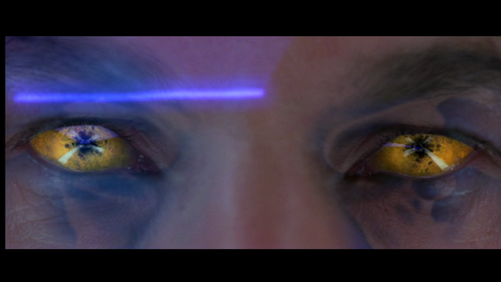 Mystique mimicking Xavier's retinas